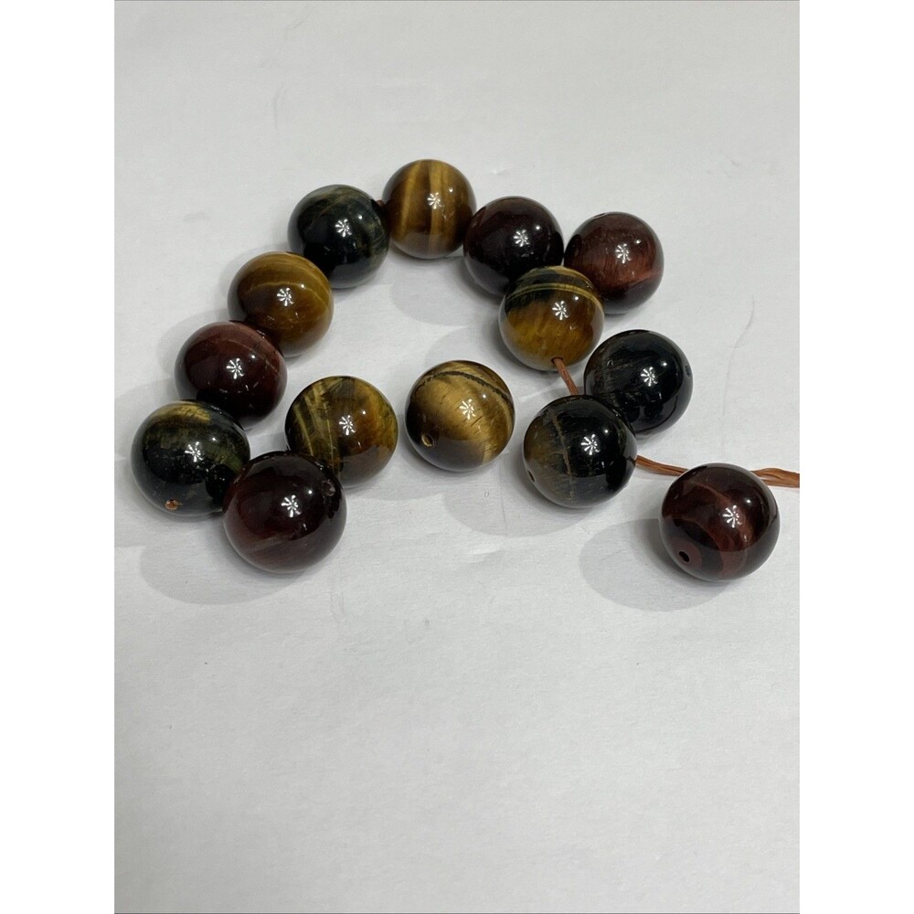 Natural Yellow Tiger Eye Gemstone Beads Grade AAA Round Loose Beads 15mm 14 Pcs